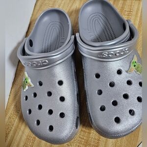 Disney Star Wars Mandalorian Grogu Baby Yoda Silver Classic Crocs M 11 W9 Unisex